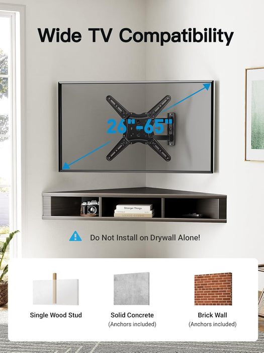 Full Motion TV Wall Mount for 26–65 inch TVs up to 80 lbs