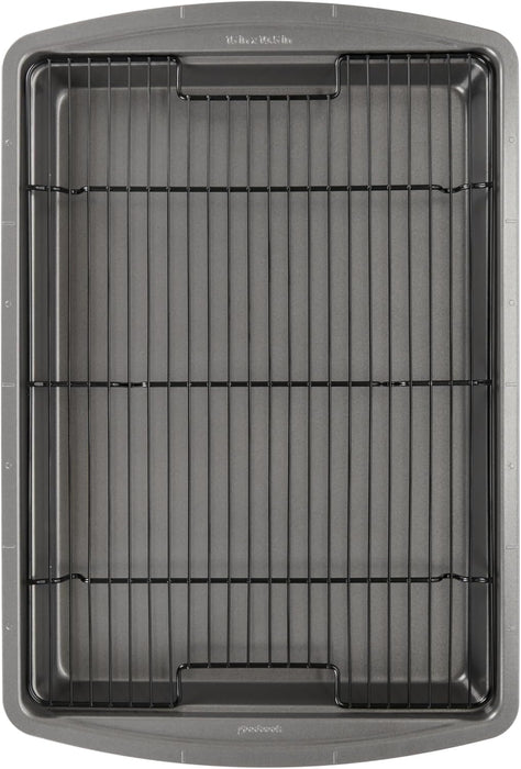 Nonstick Carbon Steel Baking Pan & Raised Wire Rack, 15x10.5-Inch