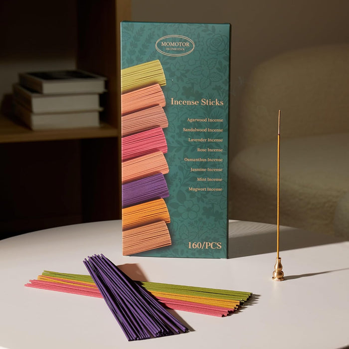 Premium Incense Sticks Variety Set, 160 Incense Sticks (8 Scents x 20), Handcrafted with Essential Oils, Long Burning Incense for Yoga, Meditation, Relaxation & Home Use