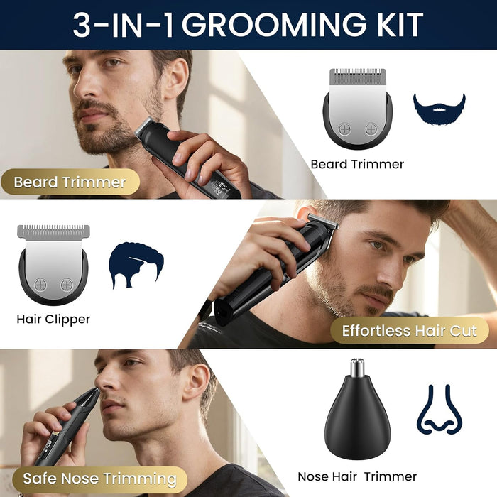 3-in-1 Beard Trimmer for Men, IPX6 Waterproof Electric Razor
