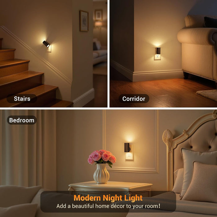 LED Night Light Plug in, Rotating Night Lights Plug into Wall Warm