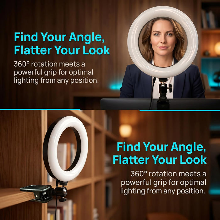 6" Ring Light with Desk Tripod Stand and Clip
