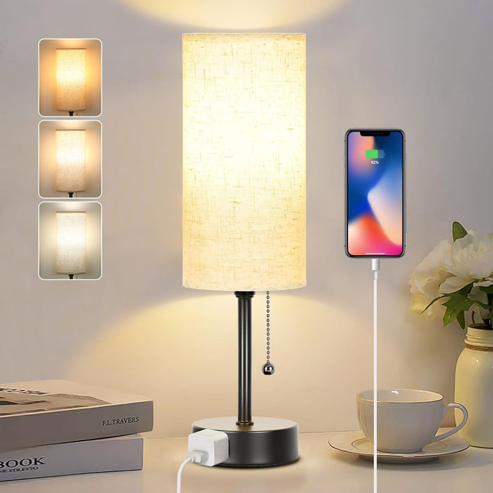Bedside Table Lamp for Bedroom,Small Lamps for Night stands with Pull Chain