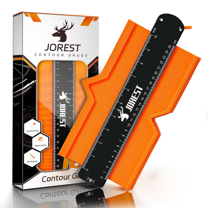 Contour Gauge with Lock (10 Inch), Gift Ideas for Men Dad Carpenter Handyman, Profile Tool with Measuring Scale for Tile Flooring, Carpet laying, Woodworking, Measuring Angle/Shape/Outline/Edge
