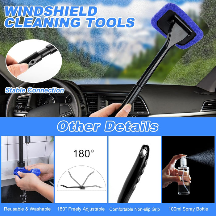Car Cleaning Kit, Car Vacuum Interior Detailing Cleaner Kit with High Power Handheld Vacuum, Brush Set, Windshield Tool,