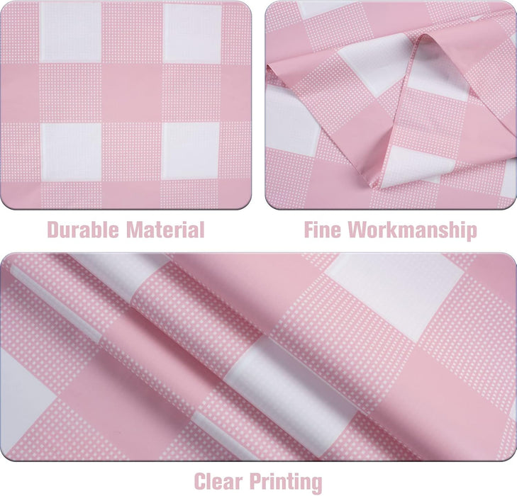 3 Packs Pink Gingham Tablecloth Pink and White Checkered Tablecloths 54 x 108 Inches Disposable Plastic Gingham Tablecov