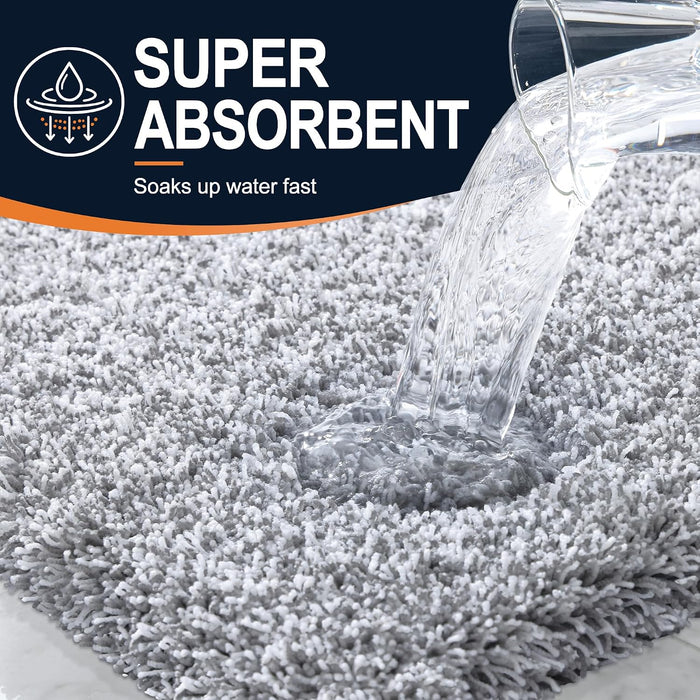 Microfiber Bathroom Rugs 30x20, Quick Dry Bath Mat, Grey and White