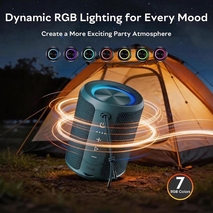 Portable Bluetooth Speaker, IPX7 Waterproof with 15H Playtime(Blue)