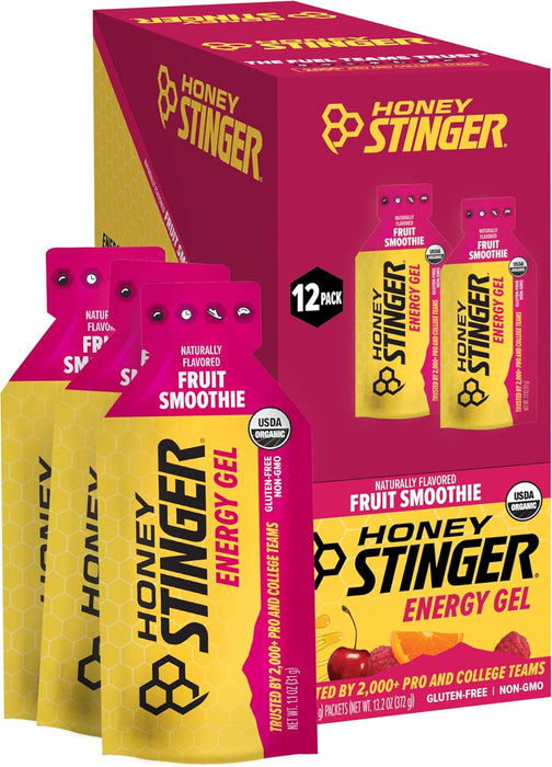 Organic Fruit Smoothie Energy Gel, Gluten Free & Caffeine Free, for Exercise, Running and Performance, Sports Nutrition 