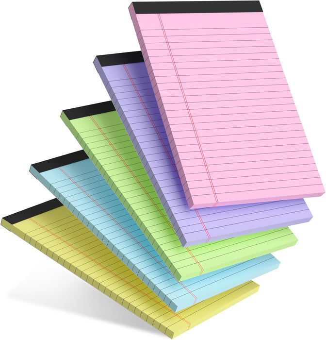 5pcs Colored Note Pads 5x8 College Ruled Small Legal Pads Paper Notepads 5 Pack Study Back Writing Pads 5 x 8 Paper Pads