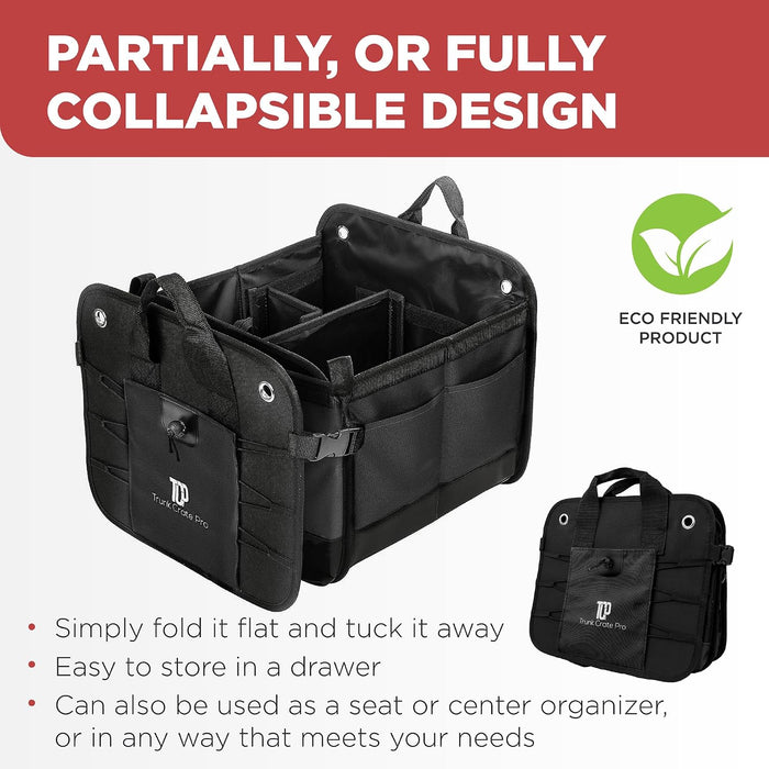Car Trunk Organizer for SUV & Truck Cargo Storage, Large, Black