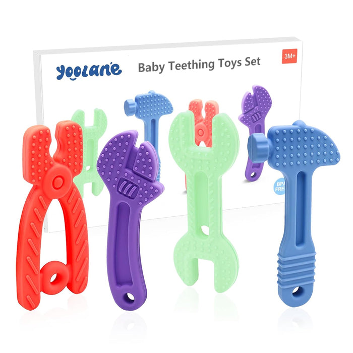 Baby Teething Toys, Silicone Teether for Babies 3 6 12 18 Months, Tools Set Baby Teether Sensory Chew Toys for Toodler I
