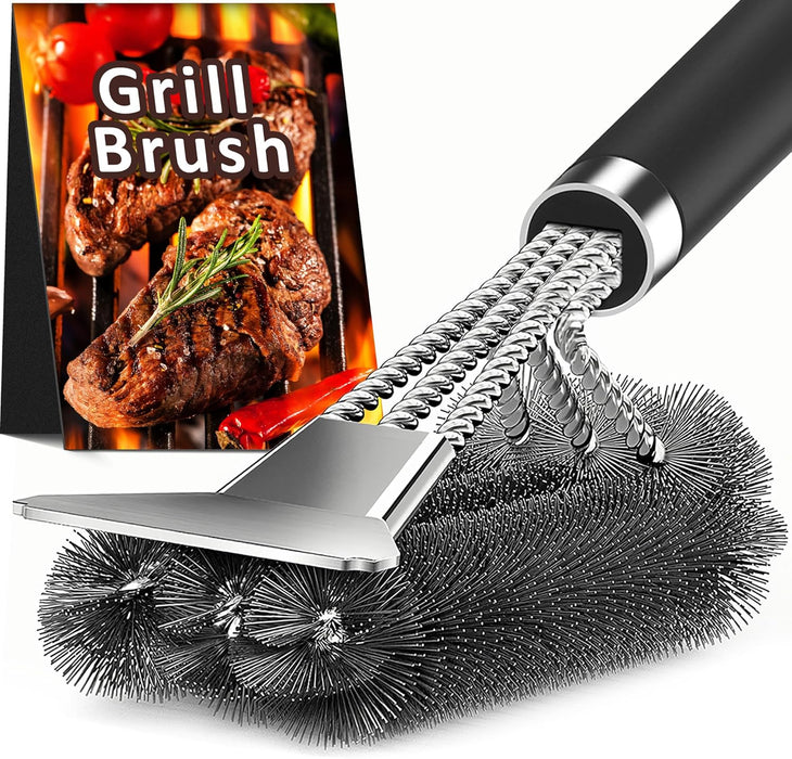 Grill Brush with Scraper, 18" Adjustable Handle BBQ Grill Brush for Outdoor Grill, Extra Strong Grill Cleaner Accessorie