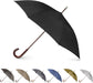 Auto Open Water Repellent Stick Umbrella with Classic Wood J Hook Handle