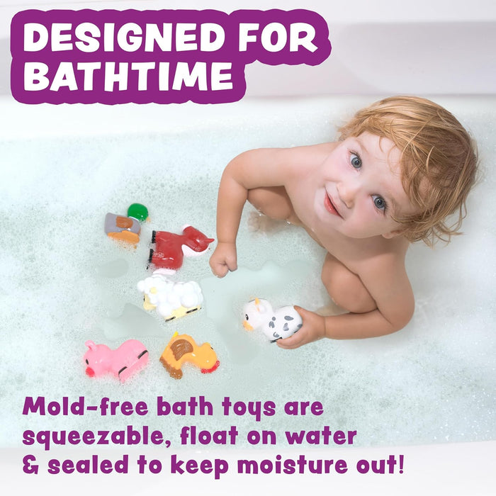 ® Barnyard™ Mold Free Bath Toys, 6 Pack | Sealed, No Hole Bath Toys Design Keeps Moisture Out | Soft, Squeezable & Float