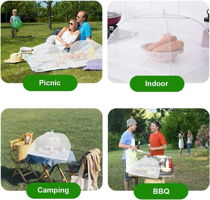 (6 Pack) Pop-Up Outside Picnic Mesh Food Covers Tent Umbrella for Outdoors and Camping Food Net Cover Keep Out Flies Mos