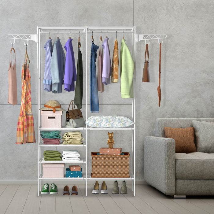 Freestanding Metal Garment and Shoe Rack