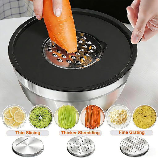 Thickened Heavy-Duty 26pcs Stainless Steel Bowl, Mixing Bowl Set with Lid, Grater Attachment, Non-Slip Bottom and Kitche