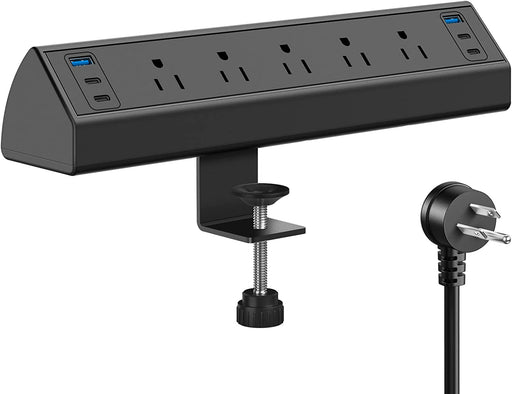 Desk Clamp Power Strip USB C,40W Total Fast Charging Station,4 PD 20W USB C Ports,Desk Edge Mount Surge Protector,5 Outl
