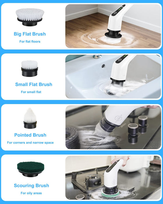 Electric Spin Scrubber, Bathroom Shower Cleaning Brush with Long Handle