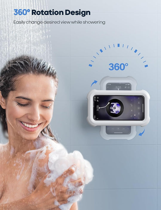 Shower Phone Holder Waterproof - 480° Rotatable Wall Mount Case