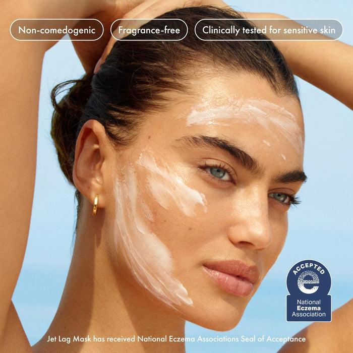 Mini Jet Lag Mask - Hydrating Overnight Face Mask, Moisturizer + Eye Cream - Enriched with Hyaluronic Acid, Niacinamide, + Antioxidants - Multitasking Travel Size Skin Care (1 Oz)