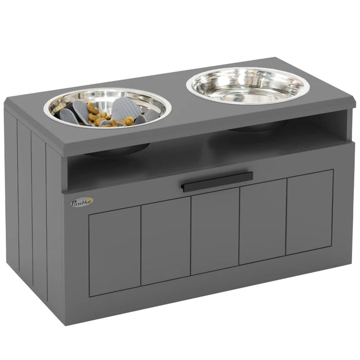 Elevated Dog Bowl Station with Storage