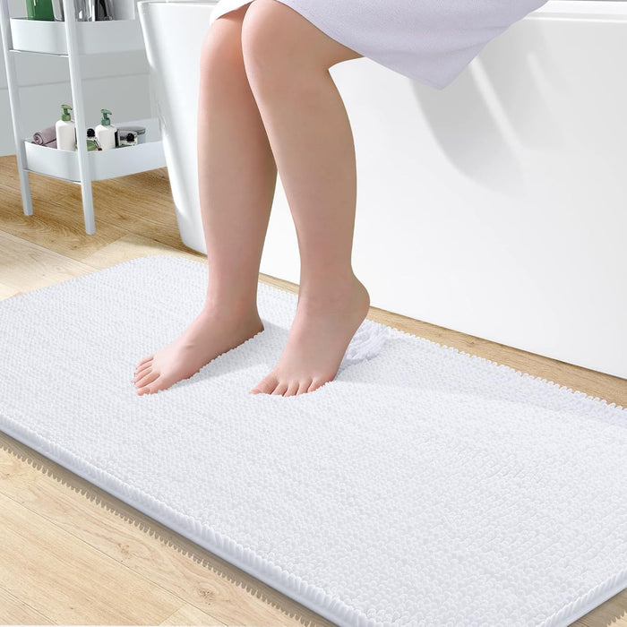 Bathroom Rugs 30X20, Extra Soft Absorbent Chenille Bath Rugs, Rubber Backing Quick Dry, Machine Washable Bath Mats for Bathroom Floor, Tub and Shower, Home Decor Accessories, Grey
