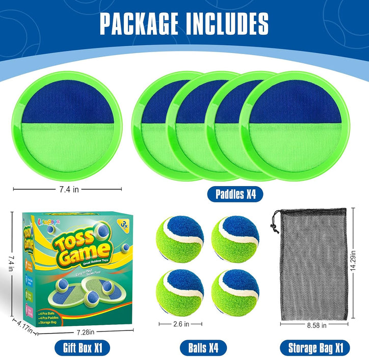 Toss and Catch Ball Set, Beach Summer Outdoor Toy Games for Kids Age 4-8-12