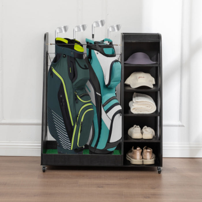Two-Bag Wooden Golf Storage Rack