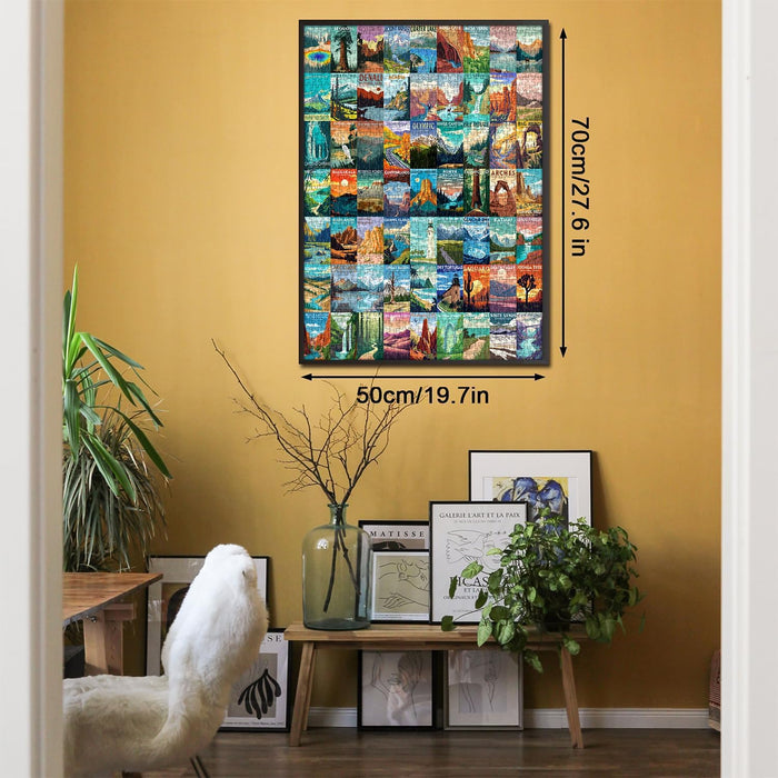 National Parks Puzzle for Adults 1000 Pieces,Travel Poster Landscape Puzzle Including Zion Yellowstone Yosemite, Nature 