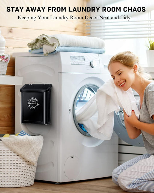 Magnetic Lint Bin for Laundry Room Organization and Storage with Brush, Wall-Mounted Laundry Dryer Lint Bin for Laundry 