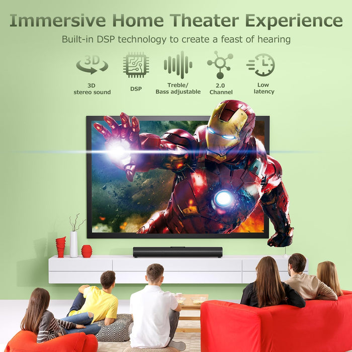 80W Sound Bar for Smart TV with HDMI ARC & Bluetooth 5.0