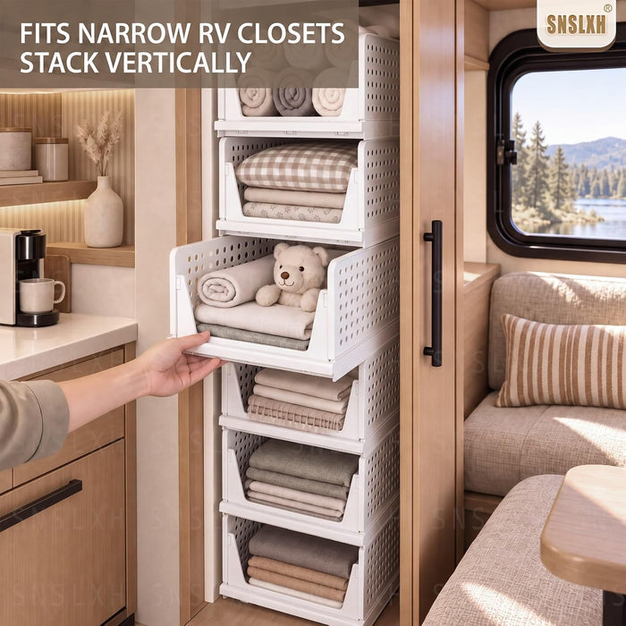 Closet Organizers and Storage, 5 Pack Stackable Closet Bins