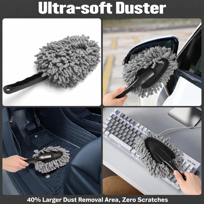 Car Detailing Kit 15PCS, Boar Hair Brushes,160g Gel, Swivel Glass Tool