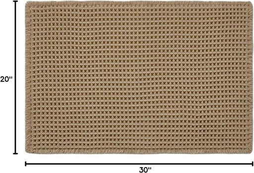 Waffle Bath Mat, Boho Bathroom Rugs Non Slip Washable, 30x20 Khaki
