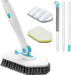 Shower Scrubber with Long Handle, 3 in 1 Tile Tub Scrubber Brush with 3 Detachable Cleaning Heads Adjustable Handle Show