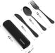 Travel Utensils with Case, Stainless Steel Cutlery Set, Black
