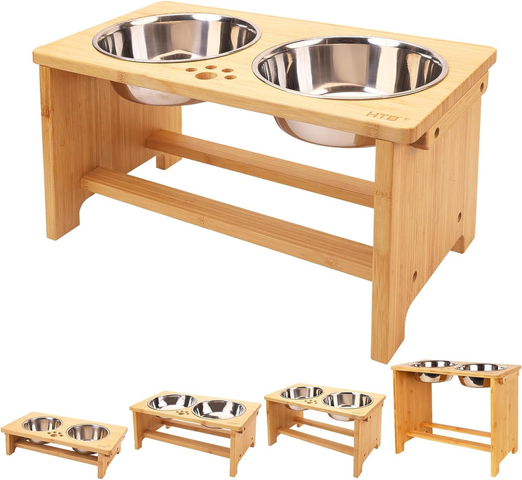 Elevated Dog Bowls,Raised Dog Bowl Stand with 2 Stainless Steel Bowls,Elevated Raised Dog Bowls for Large Medium Small S