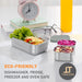3 CUP+1 CUP Stainless Steel Lunch Snack Containers Set | Leak Proof 304 Stainless Steel Food Containers with Silicone Lids - Perfect Metal Lunch Box for School and Daycare (25oz+8oz*2)