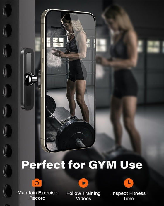 Gym Magnetic Phone Holder, Aluminum Alloy Base & Ball Joint, Black