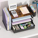Wood Desk Organizers and Accessories with File Holder & Catalog Racks