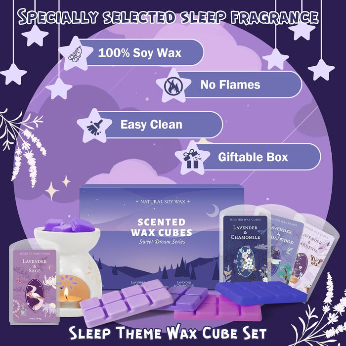 Wax Melts, Fall Scented Soy Wax Cubes, Lavender Scent for Sleep