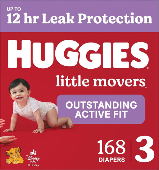 Little Movers Diapers Size 3, 168 Count (6 Packs of 28)
