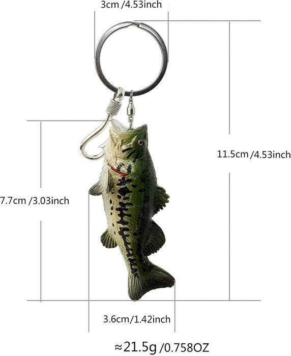 Bass Fishing Keychain Gifts, Bass Fish Key Chain for Men, Cool Fishing Keychain Stuff Funny for Fishing Lovers
