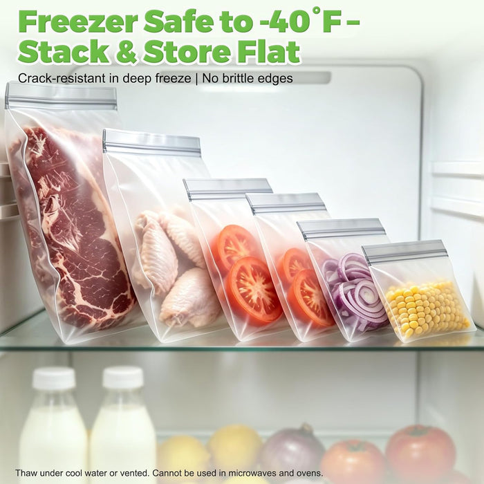 10 Pack Reusable Freezer Bags, Extra Thick Leakproof Food Storage Bags BPA-Free Plastic Storage Bags for Marinate Meat S