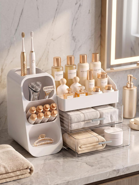 Large Makeup Organizer for Vanity Countertop, White