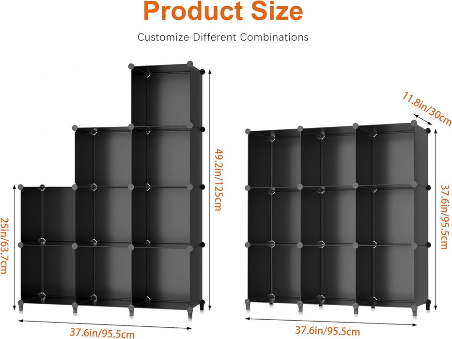 Closet Organizers and Storage, 9 Cube Storage Organizer, Black