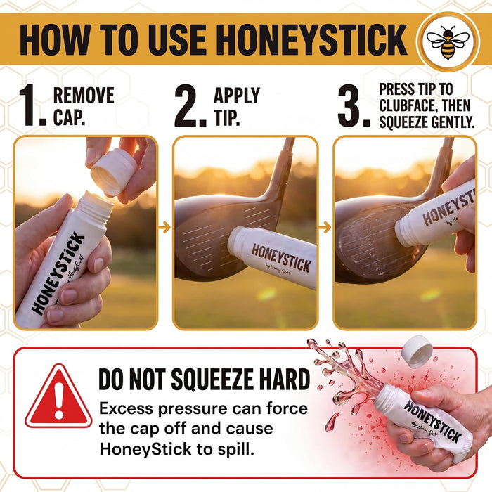 HoneyStick Anti Slice Gel for Golf Clubs - Anti-Hook Spin Reducer for Driver, Woods, Hybrids, Irons - Golf Accessories f