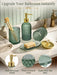 Glass Bathroom Accessories Set, Sage Green Bathroom Set, 4 Pcs